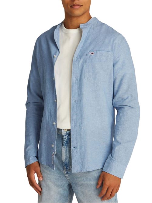 Camicia uomo azzurra misto lino Tommy Jeans | DM0DM20876DY6